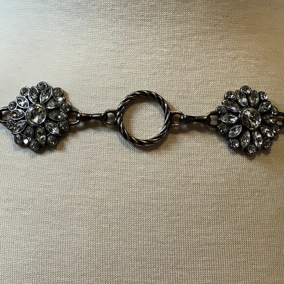 Silver Tone and Gem Chain Belt 80s 90s Vintage 30'" to 42" Whimsical Cocktail - Picture 6 of 10